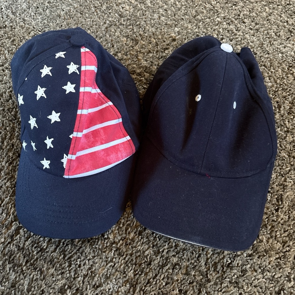 Navy Blue Baseball Caps with American Flag Design